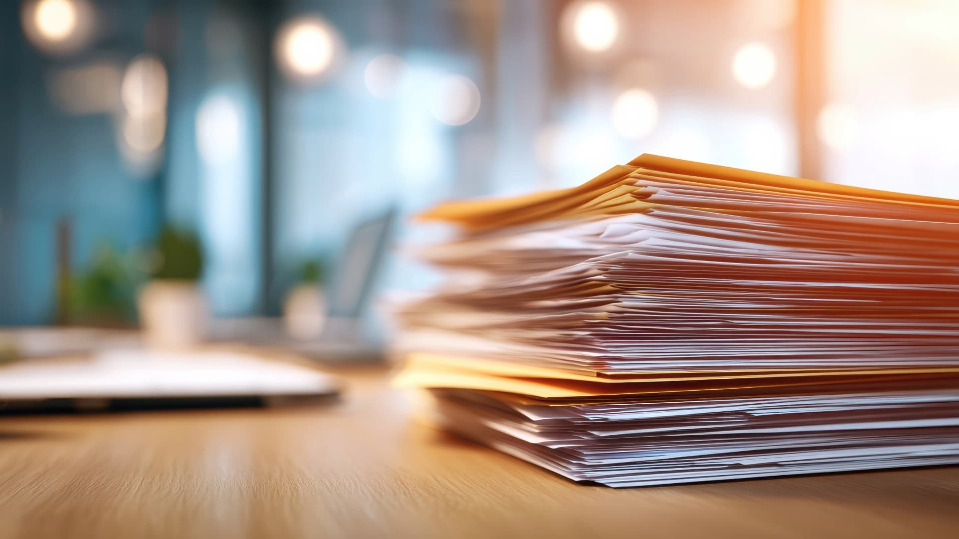 Stack of shipping documents on a desk – preparing Air Chargeable Weight and air freight billing