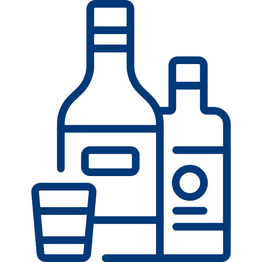 Icon: bottles and glass – symbol for drugs and alcohol