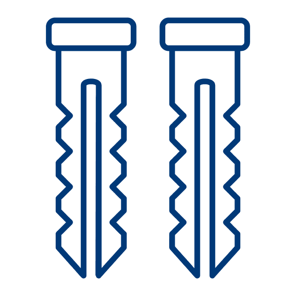 Icon with two wall plugs symbolizing dowel work