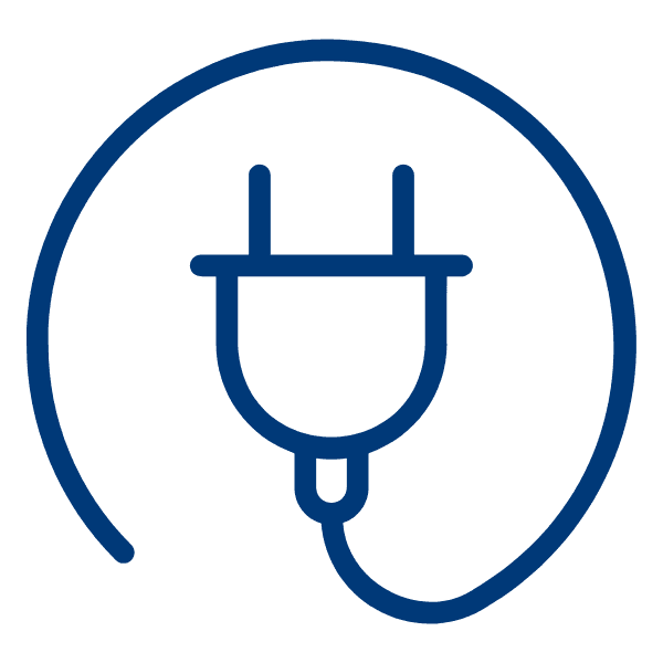 Icon of a plug symbolizing electrician services