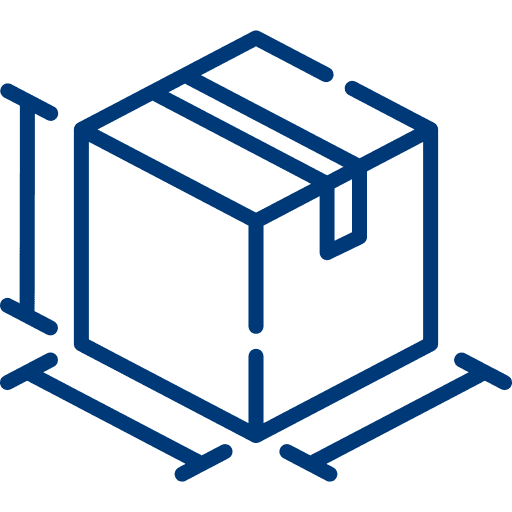 Icon with box and measurement lines, symbol for dimensions and sizes
