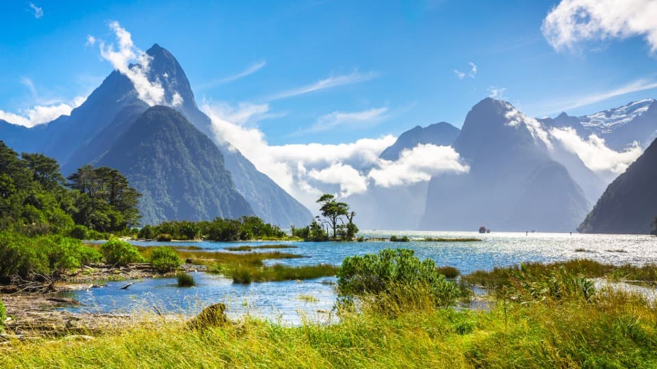 Landscape with mountains and lakes in New Zealand