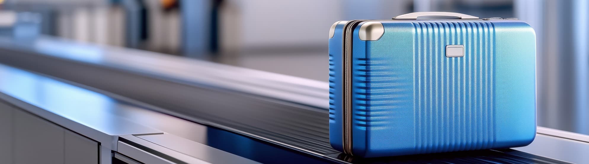 Suitcase on baggage conveyor at security screening – X-ray inspection