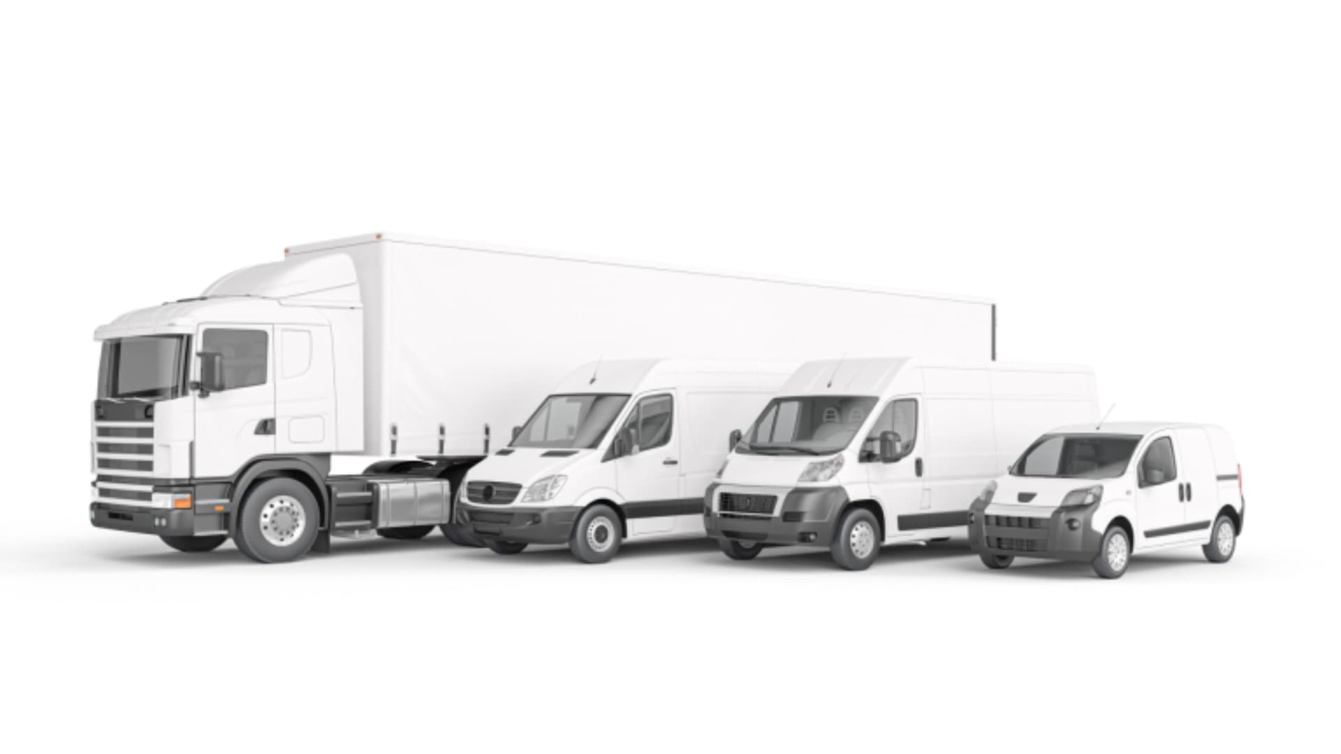 Different trucks and vans side by side, illustrating suitable vehicle types for removals