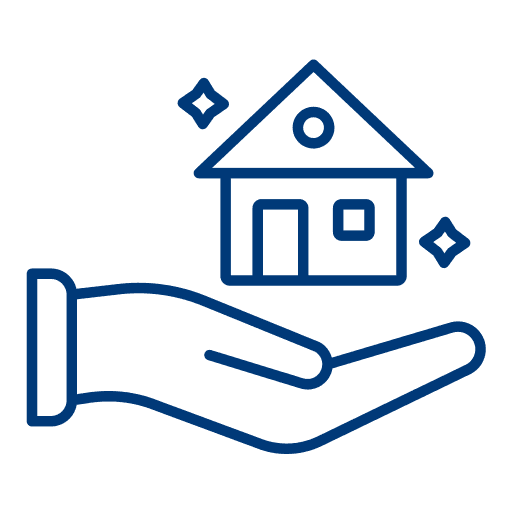 Icon hand holding house – symbol for household size