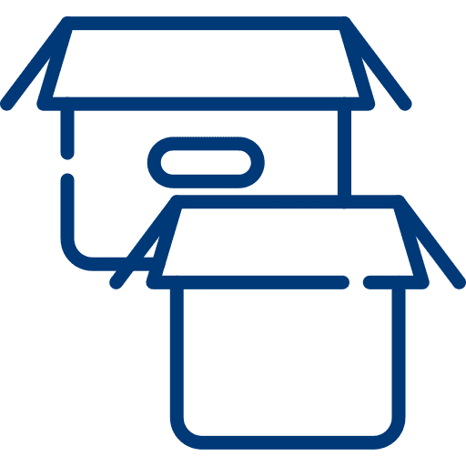 Icon with two moving boxes – symbol for packing moving boxes